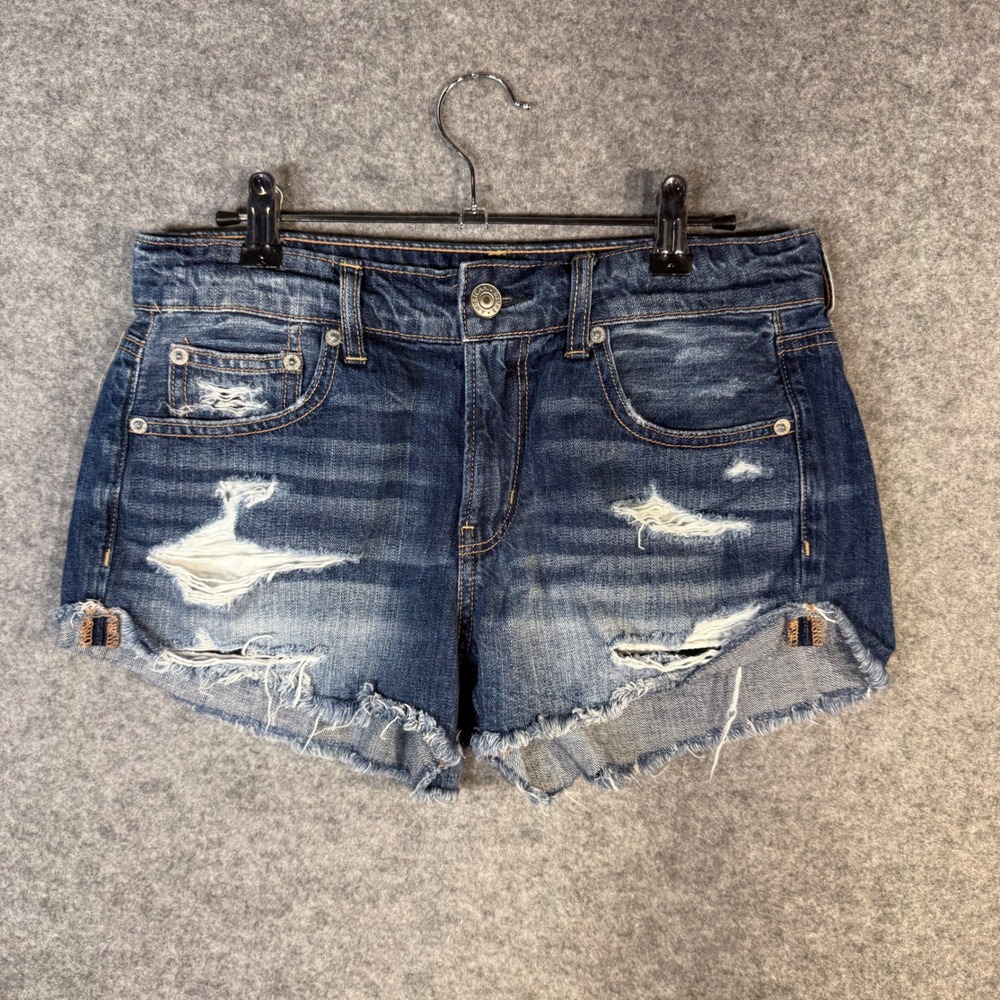 American Eagle Outfitters Womens Tomgirl Shortie Denim Shorts Distressed Size 4